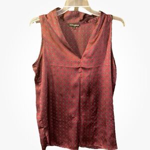 Mario Serrani Sleeveless Made Italy Blouse in Red and Black Pattern